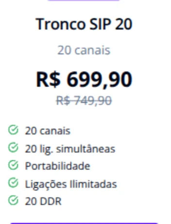 Tronco SIP 20 canais