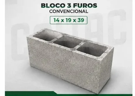 Foto de Bloco Vedação Comum 14x19x39cm