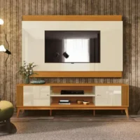 Miniatura de Painel + Bancada EDN Legacy para TV de até 60'' - Off White/Cedro