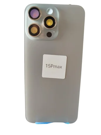 TAMPA TRASEIRA COMPLETA IPHONE 15 PRO MAX - COR: TITANIUM NATURAL.
