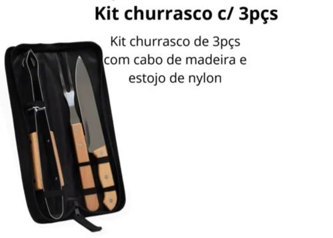 Foto de Kit Churrasco 3 Peças com Estojo Protetor