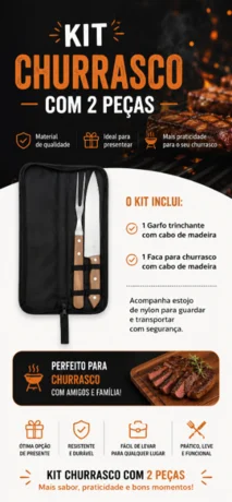 Foto de Kit Churrasco 2 Peças com Estojo Protetor