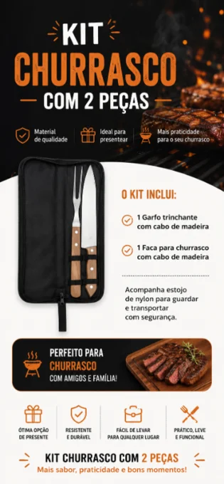 Foto de Kit Churrasco 2 Peças com Estojo Protetor