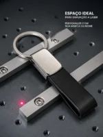 Miniatura de Chaveiro inox com couro