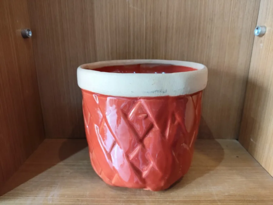 Foto de Cachepô esmaltado laranja