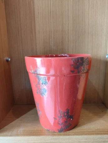 Foto de Cachepô esmaltado vermelho G