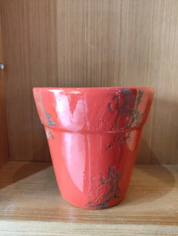 Foto de Cachepô esmaltado vermelho P