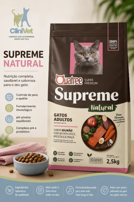 Foto de Quatree Supreme Premium Super Gatos Adultos Sabor Salmão com Batata-Doce