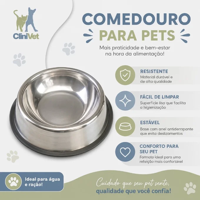 Foto de Comedouro/Bebedouro em Aço Inoxidável para Cão e Gato 300ml