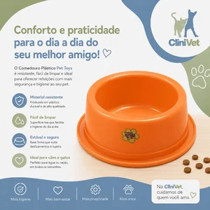 Foto de Comedouro/Bebedouro Tamanho Pequeno  Cães e Gatos Antiformigas 300ml - Laranja Neon