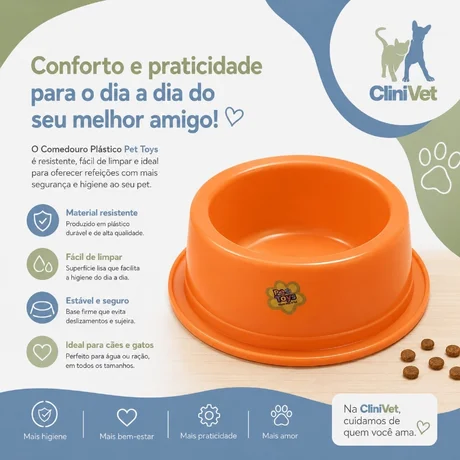 Foto de Comedouro/Bebedouro Tamanho Pequeno  Cães e Gatos Antiformigas 300ml - Laranja Neon