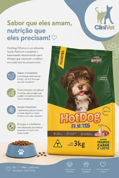 Foto de Quatree HotDog Filhotes Sabor Frango, Carne e Leite