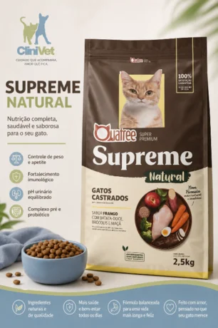 Foto de Quatree Supreme Super Premium Gatos Castrados Sabor Frango com Batata-Doce