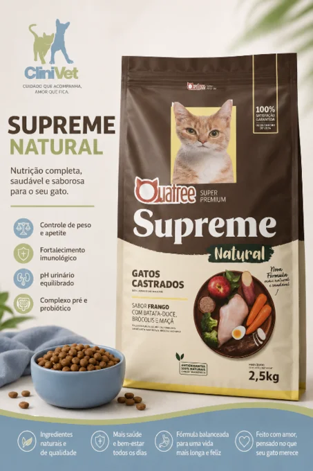 Foto de Quatree Supreme Super Premium Gatos Castrados Sabor Frango com Batata-Doce
