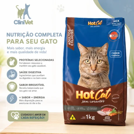 Foto de Quatree HotCat Gatos Adultos e Filhotes Sabor Peixe, Carne e Vegetais