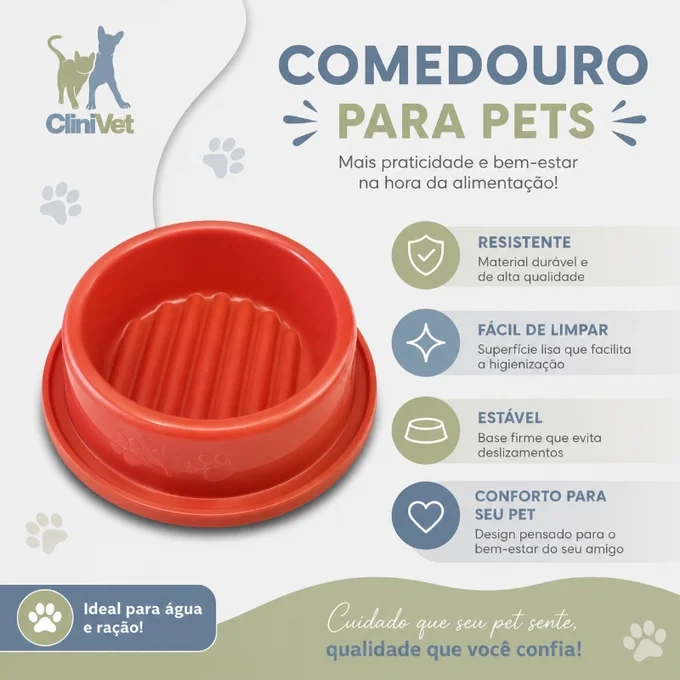 Foto de Comedouro/Bebedouro Cao Gato 800ml - Vermelho