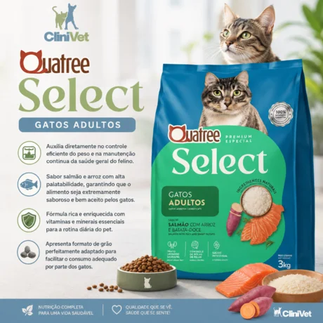 Foto de Quatree Sélect Premium Especial Gatos Adultos Sabor Salmão com Arroz
