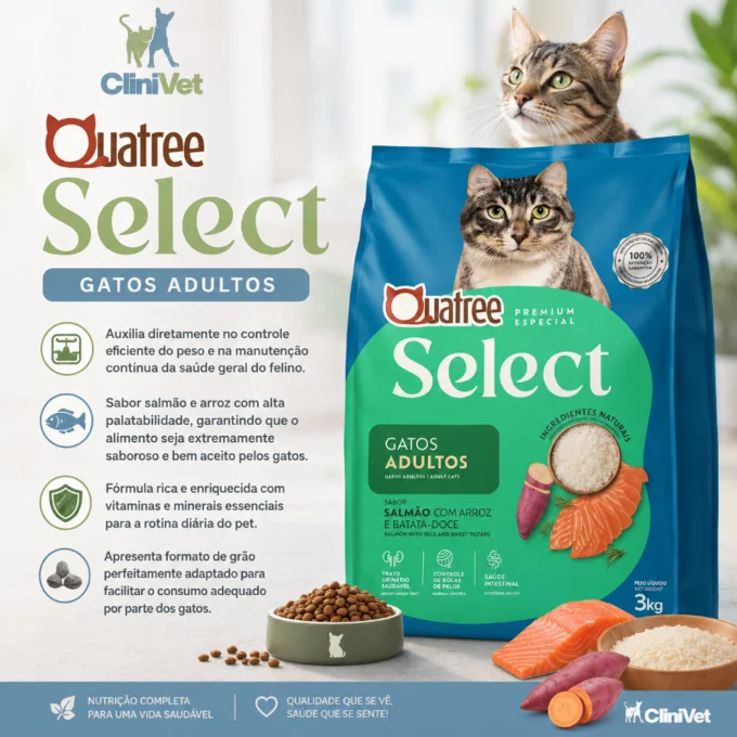 Foto de Quatree Sélect Premium Especial Gatos Adultos Sabor Salmão com Arroz