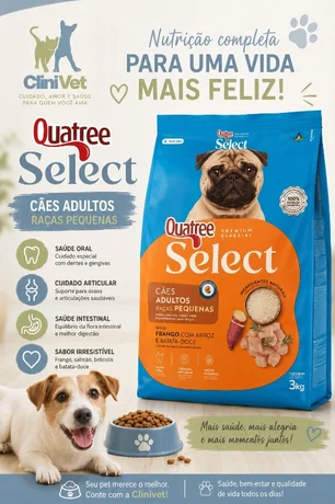 Foto de Quatree Sélect Premium Especial Caes Adultos  Sabor Frango com Arroz