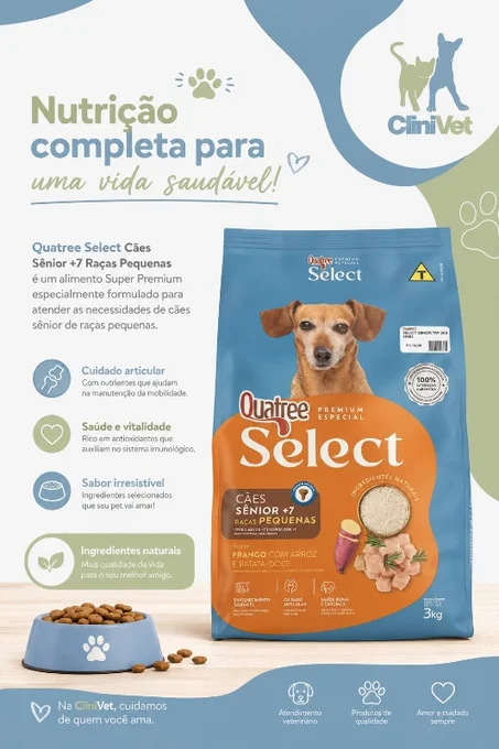 Foto de Quatree Select Premium Especial Cães Senior +7 Sabor Frango com Arroz