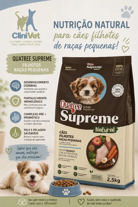 Foto de Quatree Supreme Super Premium Cães Filhotes Sabor Frango Com Batata-Doce