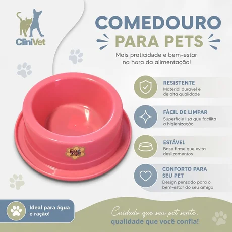 Foto de Comedouro/Bebedouro Tamanho Pequeno  Cães e Gatos Antiformigas 300ml - Rosa Neon