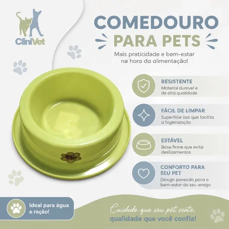 Foto de Comedouro/Bebedouro Tamanho Pequeno  Cães e Gatos Antiformigas 300ml - Amarelo  Neon