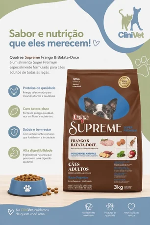Foto de Quatree Supreme Caes Adultos Sabor Frango e Batata-Doce