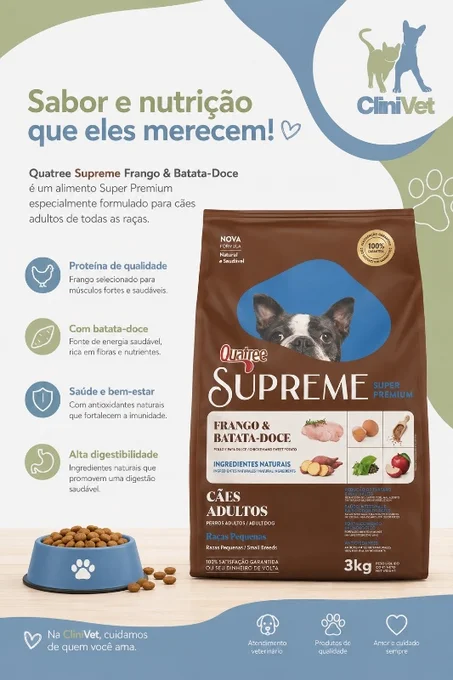 Foto de Quatree Supreme Caes Adultos Sabor Frango e Batata-Doce