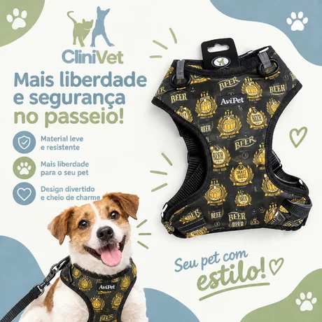 Foto de Peitoral com Guia Preto Porte Grande