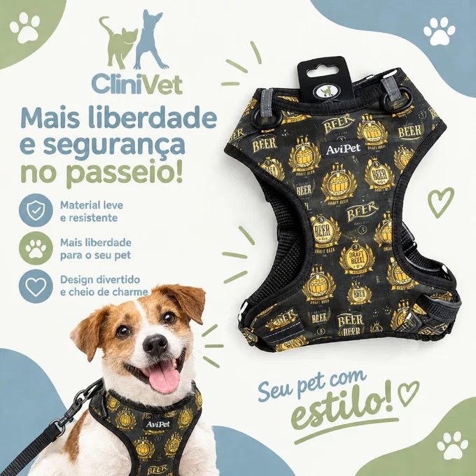 Foto de Peitoral com Guia Preto Porte Grande