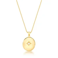 Miniatura de Colar Medalha Estrela com Zircônia