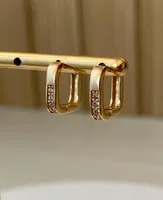 Miniatura de Brinco Argola Retangular com Zircônias