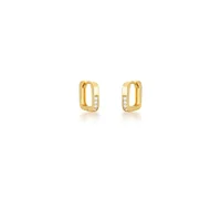 Miniatura de Brinco Argola Retangular com Zircônias