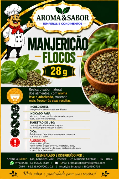 Foto de 06.106 - Manjericão Flocos 28 gr