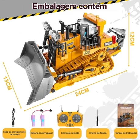 Foto de Miniatura Trator Esteira Patrola Bulldozer Controle Remoto