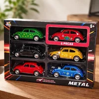 Miniatura de Kit 06 Carrinhos Ferro Fusca Clássico 1/32 Miniatura Coleção