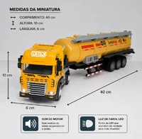 Miniatura de Miniatura  Caminhão Tanque Miniatura com Luz, Som e Fricção