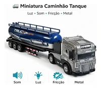 Miniatura de Caminhão Tanque Miniatura com Luz, Som e Fricção