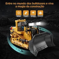 Miniatura de Miniatura Trator Esteira Patrola Bulldozer Controle Remoto