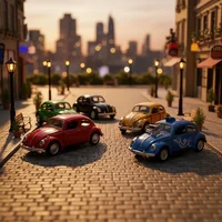 Miniatura de Kit 06 Carrinhos Ferro Fusca Clássico 1/32 Miniatura Coleção