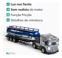 Miniatura de Caminhão Tanque Miniatura com Luz, Som e Fricção