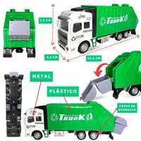 Miniatura de Miniatura Caminhão Truck Coleta De Lixo Reciclagem Miniatura Metal