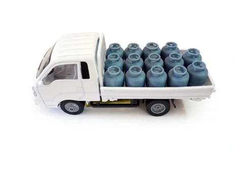 Foto de Miniatura Kia Bongo Mini Caminhão Fricção Carrinho Metal E Plástico com Carga de Gás