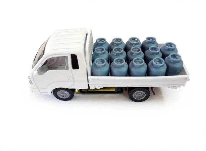 Foto de Miniatura Kia Bongo Mini Caminhão Fricção Carrinho Metal E Plástico com Carga de Gás