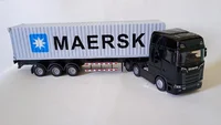 Miniatura de Miniatura Caminão Maersk Scania S730 Metal , Fricção. Luz E Som 1/50