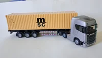 Miniatura de Miniatura Caminhão Diecast SCANIA com Contêiner MSC , Fricção, Som E Luz
