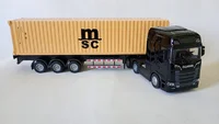 Miniatura de Miniatura Caminhão Diecast SCANIA com Contêiner MSC , Fricção, Som E Luz