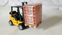 Miniatura de Miniatura Empilhadeira De Metal C/fricção Forklift Brinquedo , com carga palete Tijolos