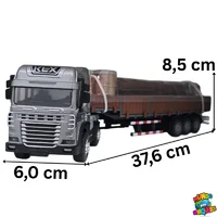 Miniatura de Miniatura Caminhão Carroceria Tora Madeira, com Luz, Som e Fricção